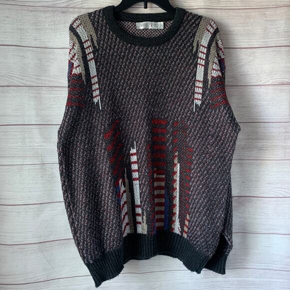 Vintage Jantzen Men's Knit Sweater Multicolor 90s Long Sleeve Pullover Size L - Picture 2 of 10